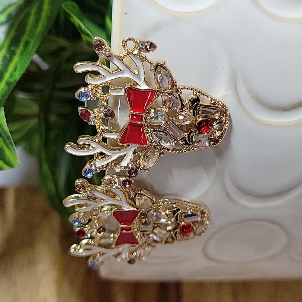 Festive Reindeer Earrings with Sparkle Accents